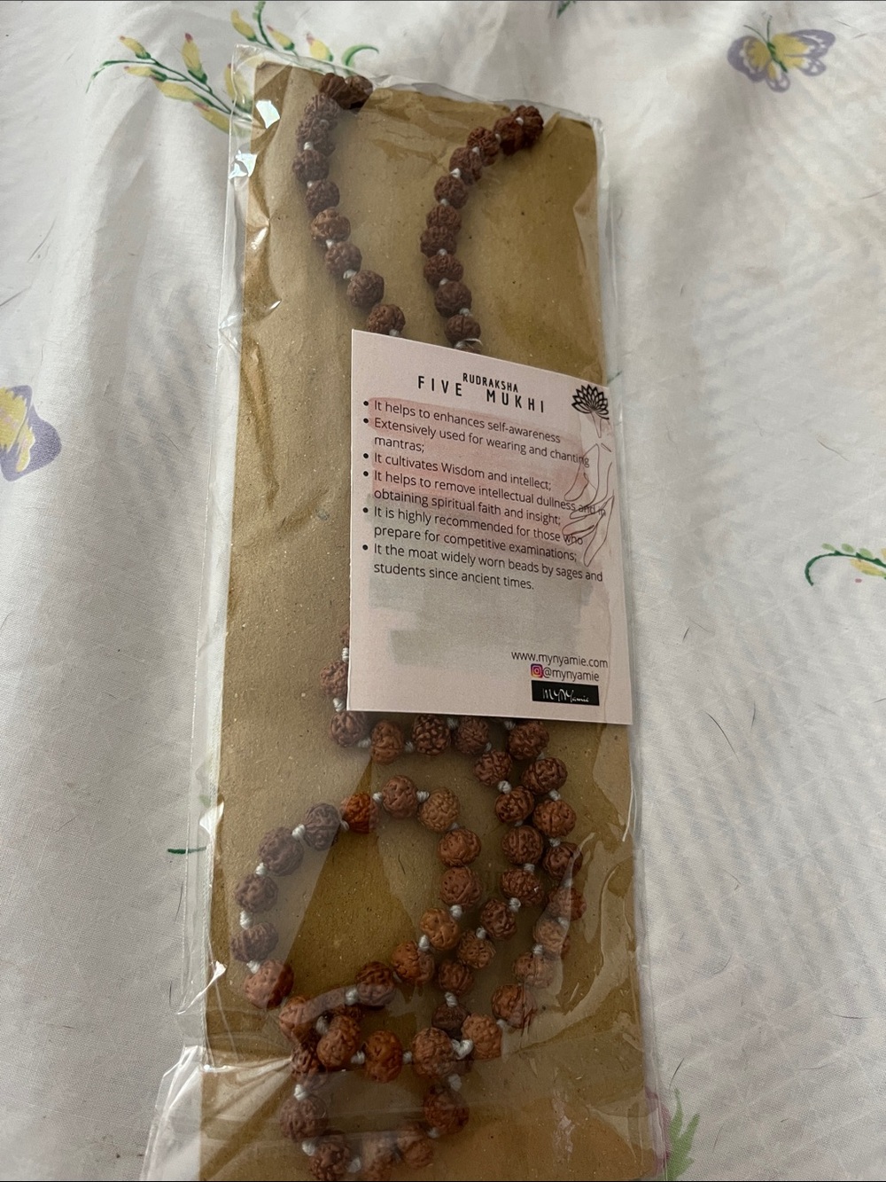 NEW Mala Handcrafted Grey Tassel Mala Necklace with Rudraksha Beads - Picture 6 of 8